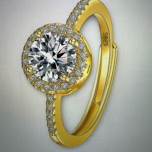 Adjustable VVS1 Moissanite Ring – 0.5 Carat, Round Brilliant, Gold